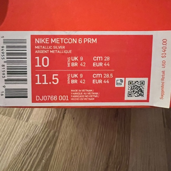 Nike Metcon 6 Premium Metallic Silver - US Mens Size 10 - Picture 6 of 6